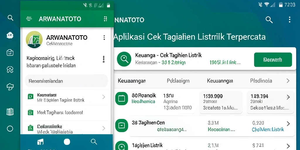 Antarmuka ARWANATOTO menampilkan fitur cek tagihan listrik yang mudah digunakan.