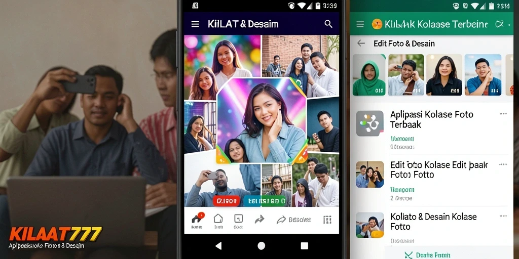 Antarmuka KILAT777 yang intuitif untuk membuat kolase foto.