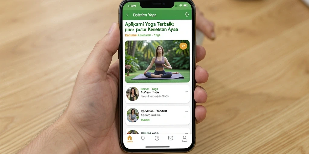 Antarmuka LI789 menampilkan berbagai sesi Yoga yang terorganisir dengan baik.