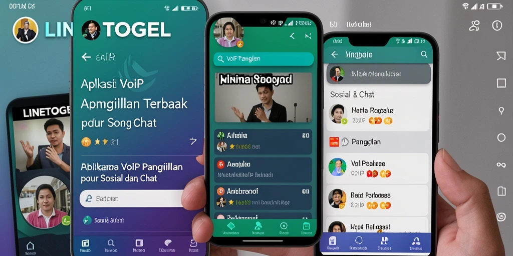 Tampilan antarmuka utama aplikasi LINETOGEL untuk VoIP Panggilan.