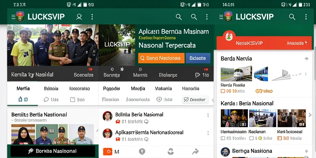 Tampilan antarmuka aplikasi LUCKSVIP yang menampilkan berita nasional terbaru.
