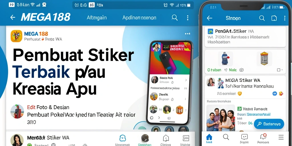 Antarmuka MEGA188 yang memudahkan pembuatan stiker kustom untuk WhatsApp.