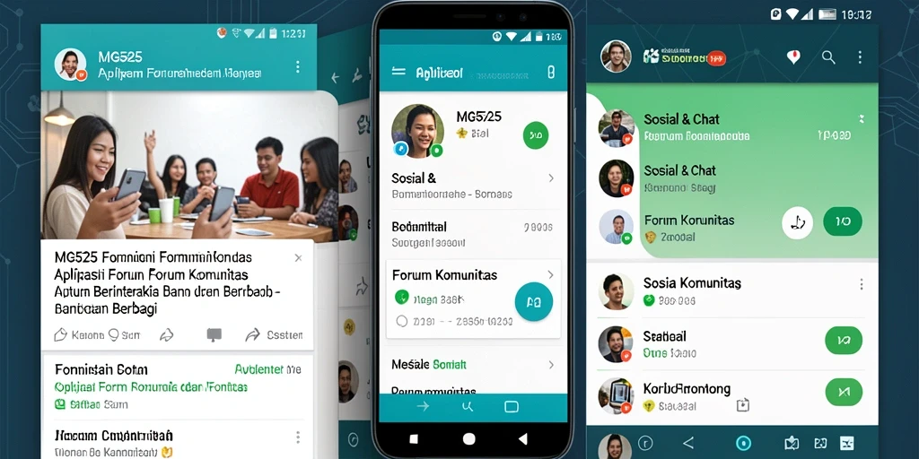 Antarmuka aplikasi Forum Komunitas MG525 yang menarik dan interaktif.